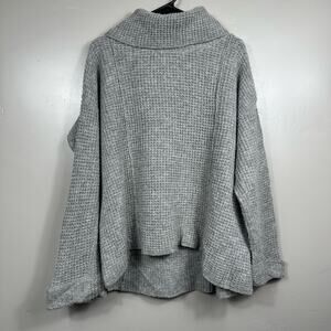 Free People Sidewinder 100% Wool Sweater Oversized Cowl Neck Grey Size Small
